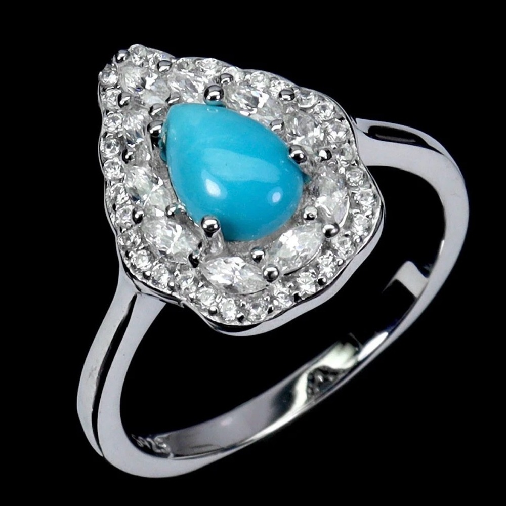 Set!!  Natural Turquoise Ring, Earrings & Pendant in 925 Sterling Silver. Sz 6.5